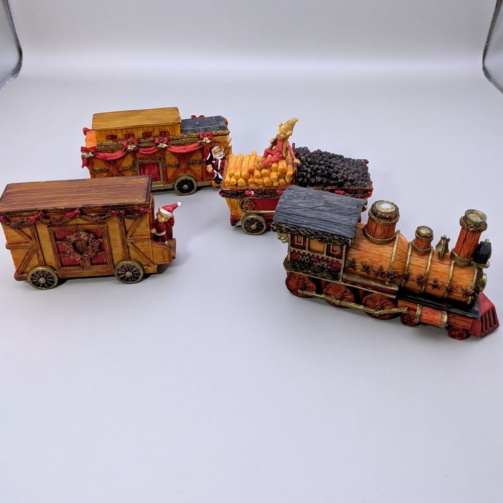 Vintage Collectibles and Me Resin Miniature Christmas Train 4 Piece Set 1995